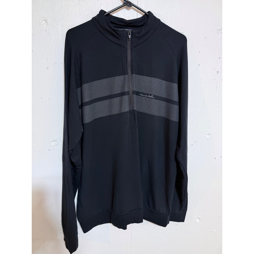 TravisMathew Pullover Mens XL Black Rayon Spandex Quarter Zip Classic Golf Top